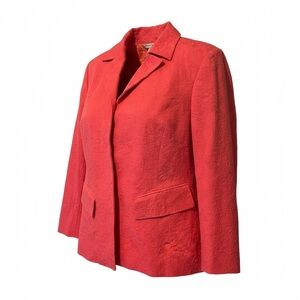 Vintage Austin Reed Coral Floral Jacquard Blazer | Size 18W